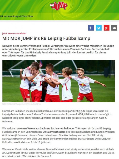 Mit MDR Jump ins RB Leipzig Fußballcamp